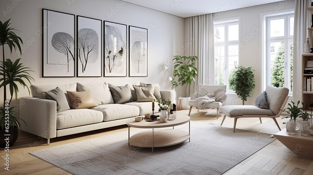 Fototapeta premium white living room interior with sofa