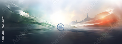 Abstract Concept of Indian Flag Rising from Water - AI-Generated