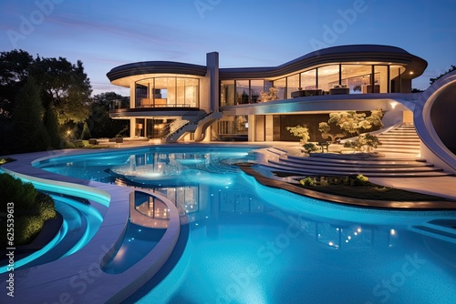 This contemporary, high end residence features an awe inspiring swimming pool. © 2rogan