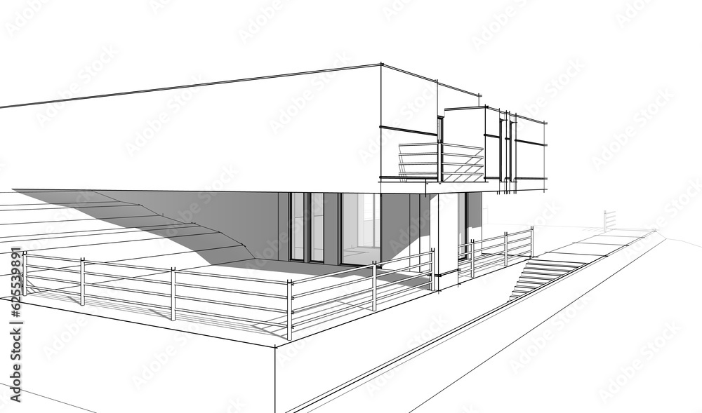 house building sketch architectural 3d illustration