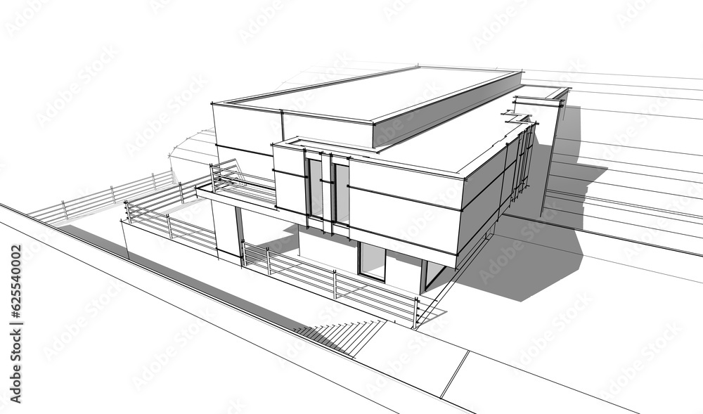 house building sketch architectural 3d illustration house building sketch architectural 3d illustration