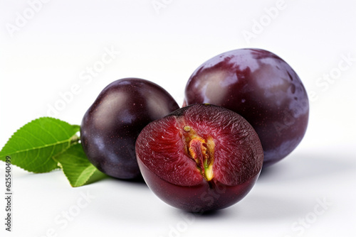 white background plums