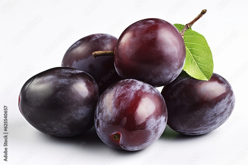 white background plums