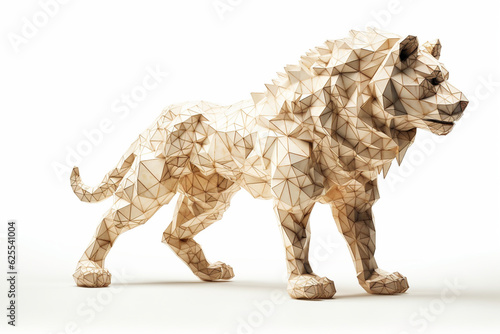 lion in low poly style isolated on white background. 3d illustration generative ai © Graphicsstudio 5