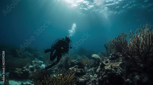 Diving in sea, underwater