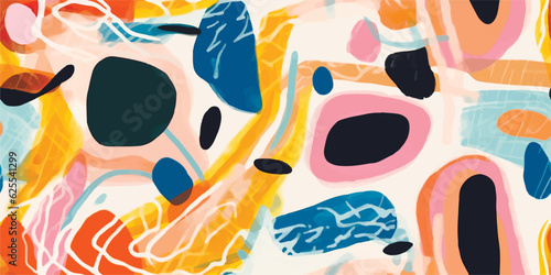 Abstract hand drawn contemporary abstract print. Creative collage seamless pattern. Fashionable template for design