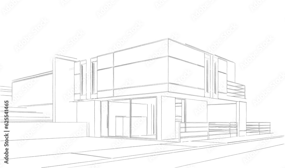 house building sketch architectural 3d illustration