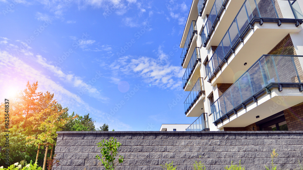 Eco city with modern exterior design of apartment building and ...