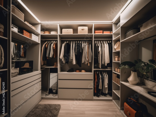 Embrace simplicity with a minimalist-style dressing room. Generative AI © Llama-World-studio