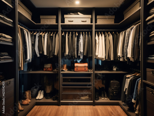 Sleek and sophisticated dressing room design. Generative AI
