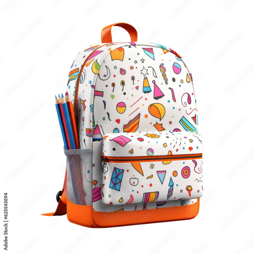 Back to school. Student backpack isolated on transparent background, PNG. Back to school. Student backpack isolated on transparent background, PNG.