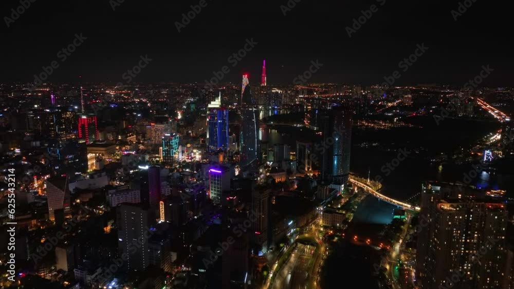 Aerial view of traffic in Ho Chi Minh City, Vietnam at night. Aerial view of traffic in Ho Chi Minh City, Vietnam at night.