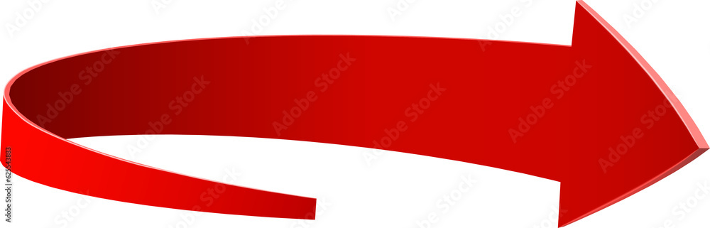 3D realistic red twisted arrow 3D realistic red twisted arrow