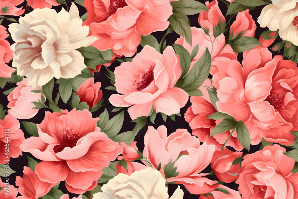 fabric spring art pattern leaf summer textile flower wallpaper drawing. Generative AI.