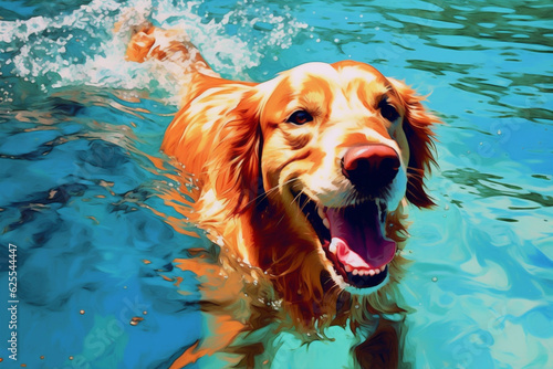 snorkeling dog water underwater pool funny swimming puppy vacation fun. Generative AI. © VICHIZH