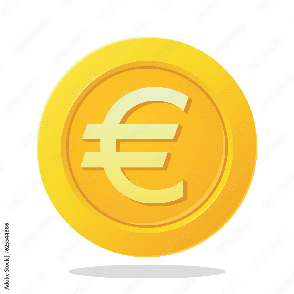 Gold coin with Euro sign. Financial items. Currency element vector illustration. Gold coin with Euro sign. Financial items. Currency element vector illustration.