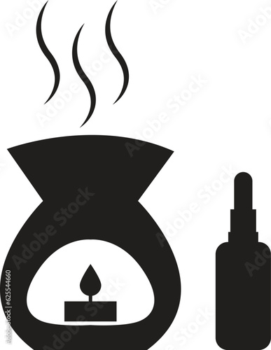 Aroma therapy icon. Aromatherapy sign. Essential oils with aroma lamp symbol. diffuser logo. flat style.