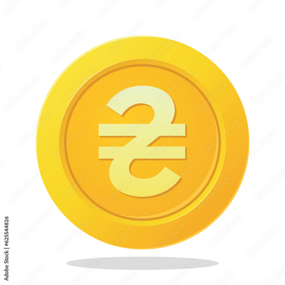 Gold coin with Ukrainian hryvnia sign. Financial items. Currency element vector illustration. Gold coin with Ukrainian hryvnia sign. Financial items. Currency element vector illustration.