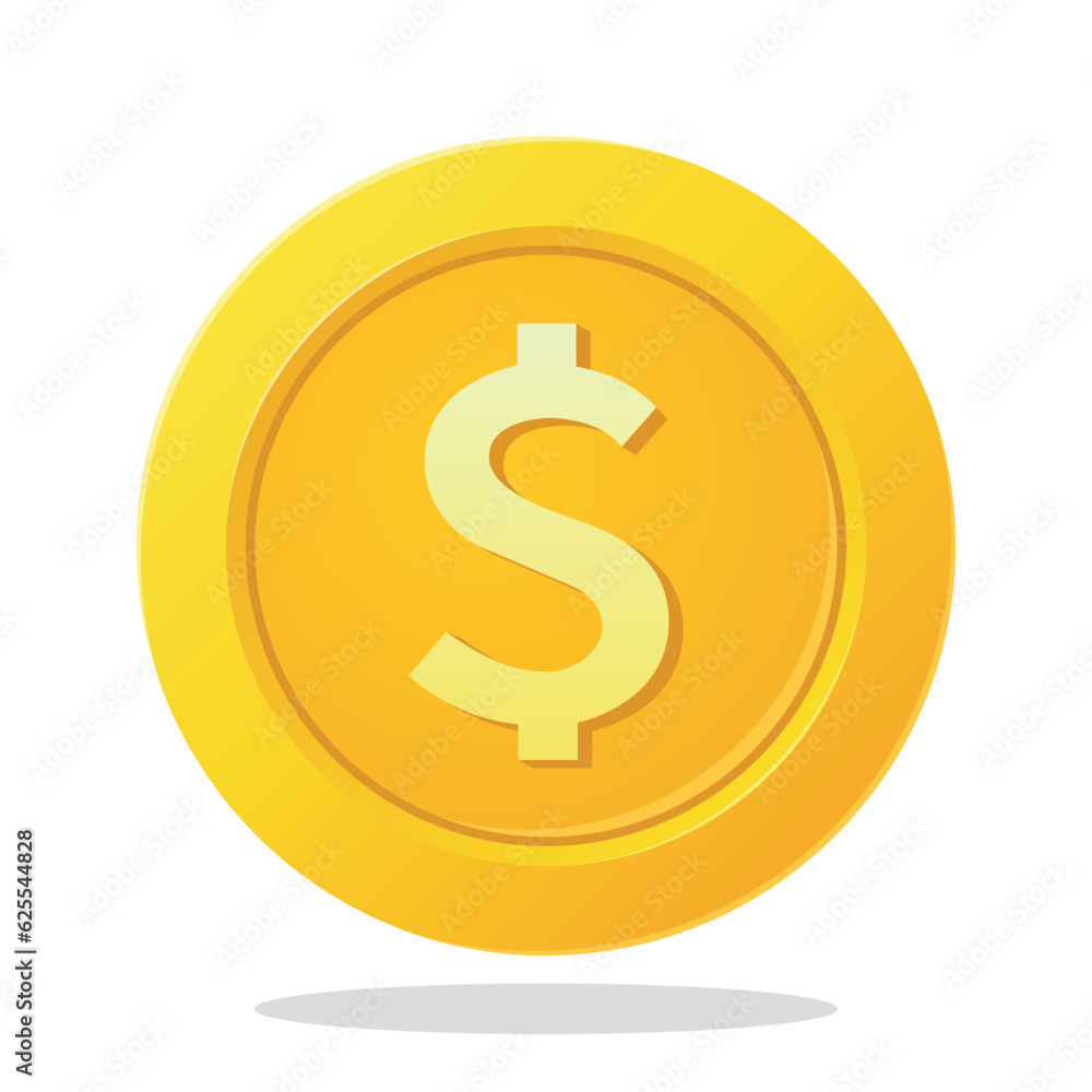 Gold coin with dollar sign. Financial items dollar sign coin. Currency element vector illustration. Gold coin with dollar sign. Financial items dollar sign coin. Currency element vector illustration.