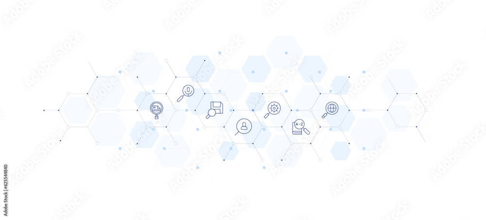 Search banner vector illustration. Style of icon between. Containing mail, search, meta.