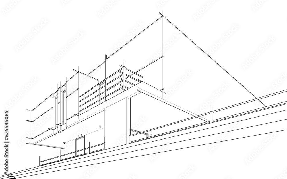 house building sketch architecture 3d illustration house building sketch architecture 3d illustration