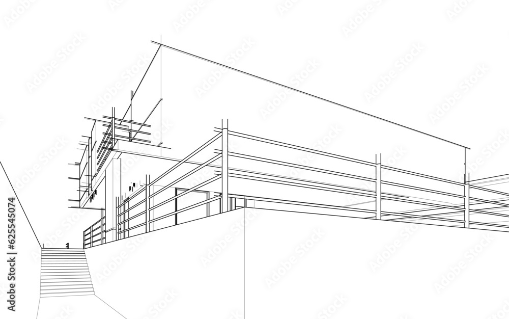 house building sketch architecture 3d illustration house building sketch architecture 3d illustration