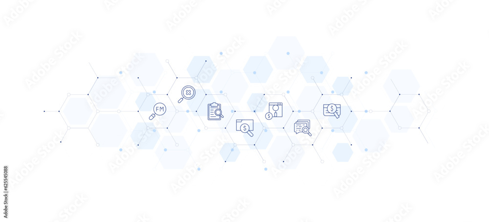 Search banner vector illustration. Style of icon between. Containing search, paid search, searching.