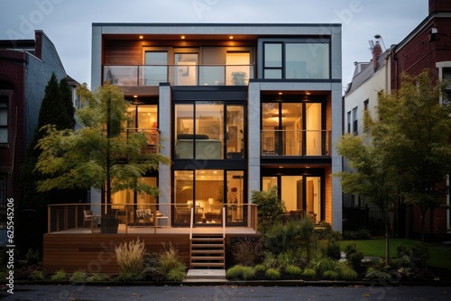 A contemporary double level row house.