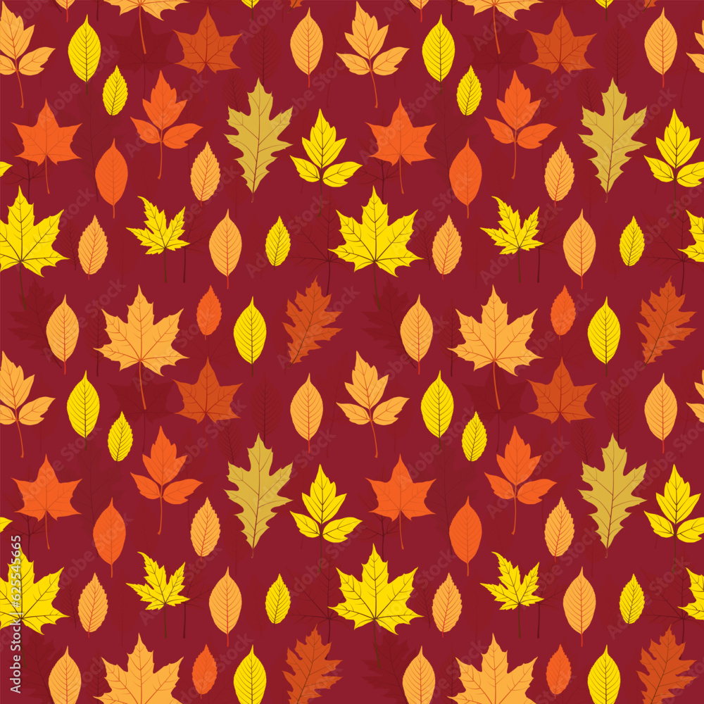 Autumn leaves seamless pattern, vector fall illustration. Red, yellow, and brown leaf background. Back to school design Autumn leaves seamless pattern, vector fall illustration. Red, yellow, and brown leaf background. Back to school design