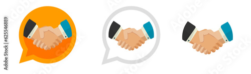Hand shake icon vector graphic, partnership handshake logo, partner deal loyalty unity sign, trust respect relationship symbol flat cartoon illustration, professional business cooperation image photo