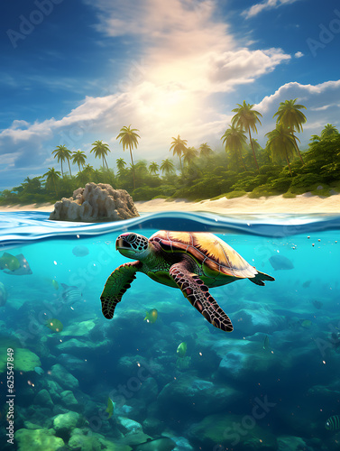 sea turtle in the island sea