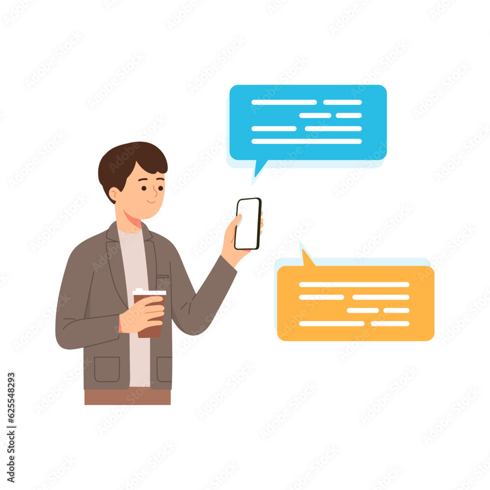 man phone chat message vector illustration man phone chat message vector illustration