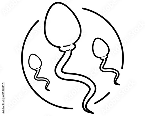 male sperm,Sperm stripes medical and scientific,medicinal business concepts, a line-art emblem, and flat design.