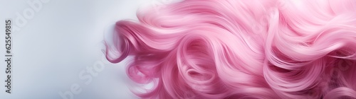 Pink hair on gray background  banner with copy space. Generative AI