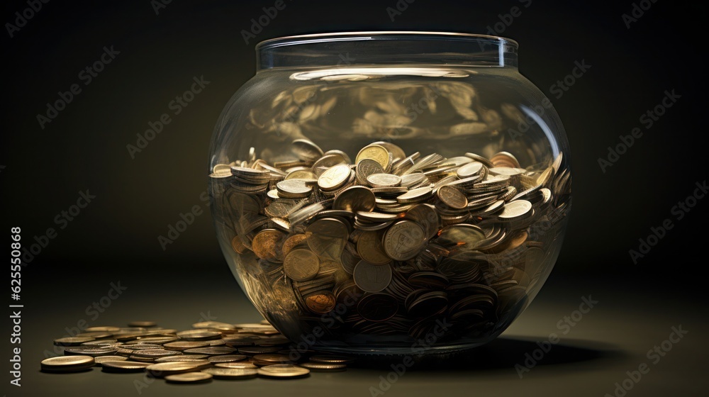 Coins in a glass jar Coins in a glass jar