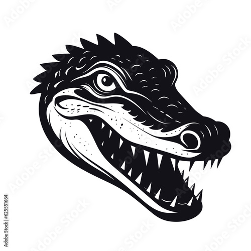 A striking vector illustration of a crocodile head showcased against a pristine white background, conveying the creature's strength and allure © makstorm