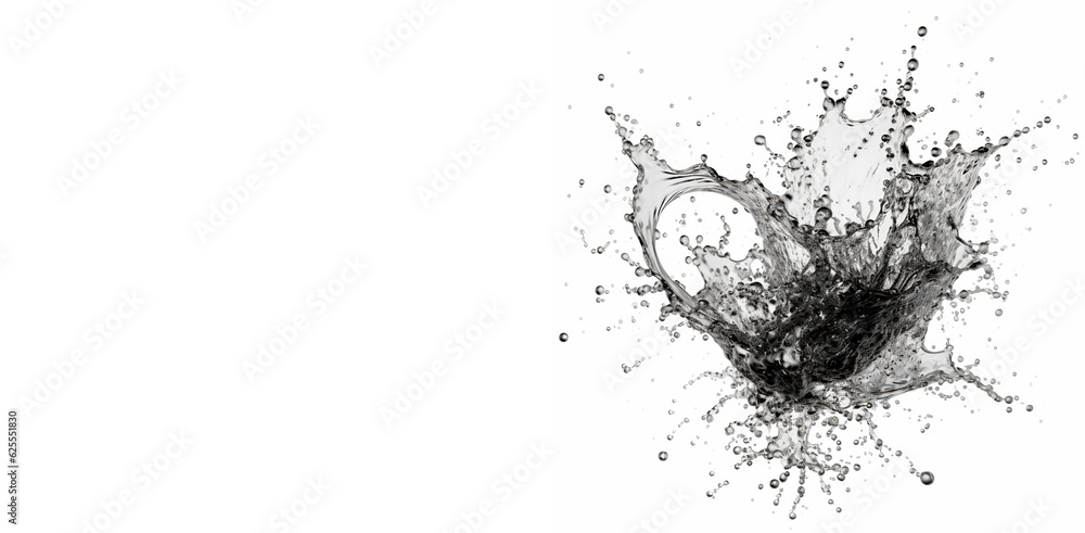 Abstract water splash on a white background. Texture of water. Elements of design. Monochrome illustration of fluid in motion for banner, cover. Abstract water splash on a white background. Texture of water. Elements of design. Monochrome illustration of fluid in motion for banner, cover.