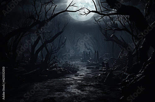 spooky foggy forest Generative AI