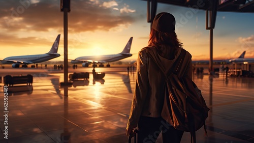 young woman at the airport ...