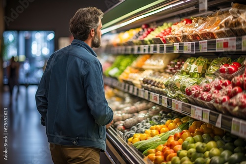 man grocery shopping in a s...