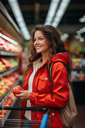 Young woman grocery shoppin...