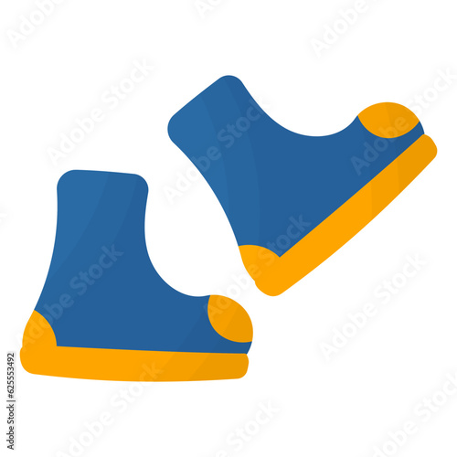 rubber boots blue yellow couple elements icon