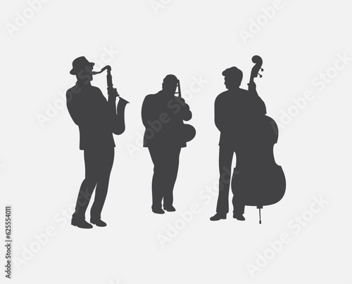 Silhouettes of a group of musicians in vector.