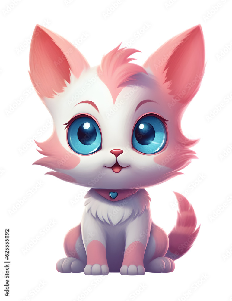 Cute Kitten Cat, Cartoon Anime Kawaii Chibi Animal Cute Kitten Cat, Cartoon Anime Kawaii Chibi Animal