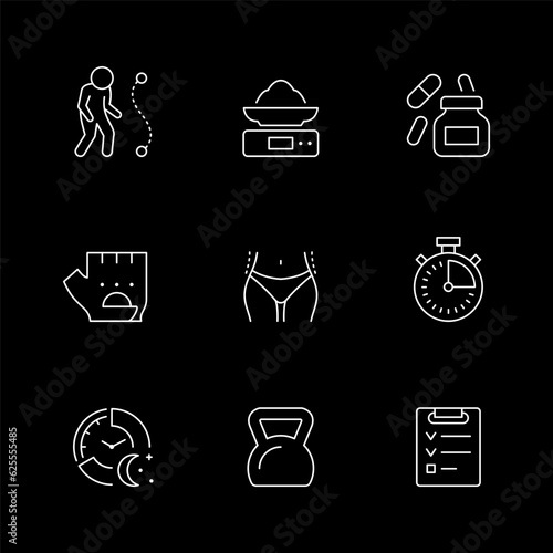 Set line icons of fitness