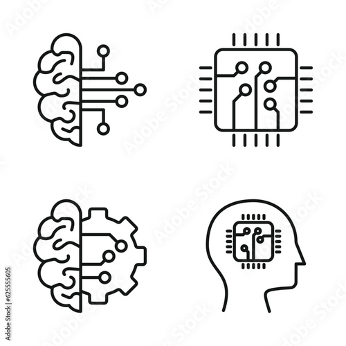 Editable Set Icon of Artificial Intelligence, Vector illustration isolated on white background. using for Presentation, website or mobile app