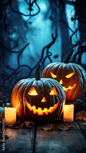 halloween with evil pumpkins Generative AI © Paula