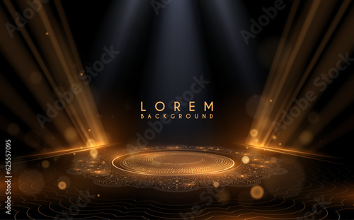 Black and gold stage template with light effect