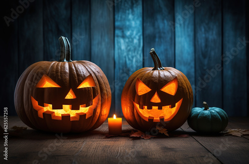 halloween with evil pumpkins Generative AI