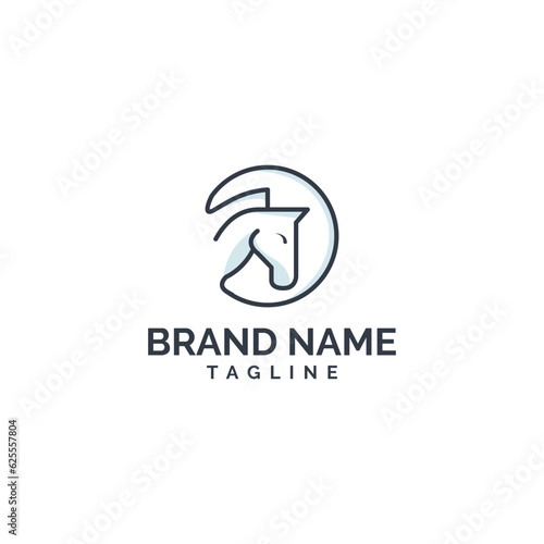 Simple and modern line art based horse logo design.